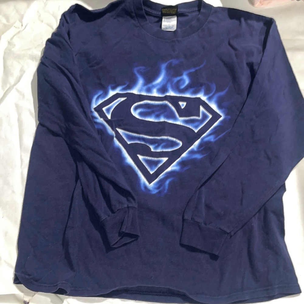 Y2K 2002 superman Warner BROS long sleeve tshirt size large